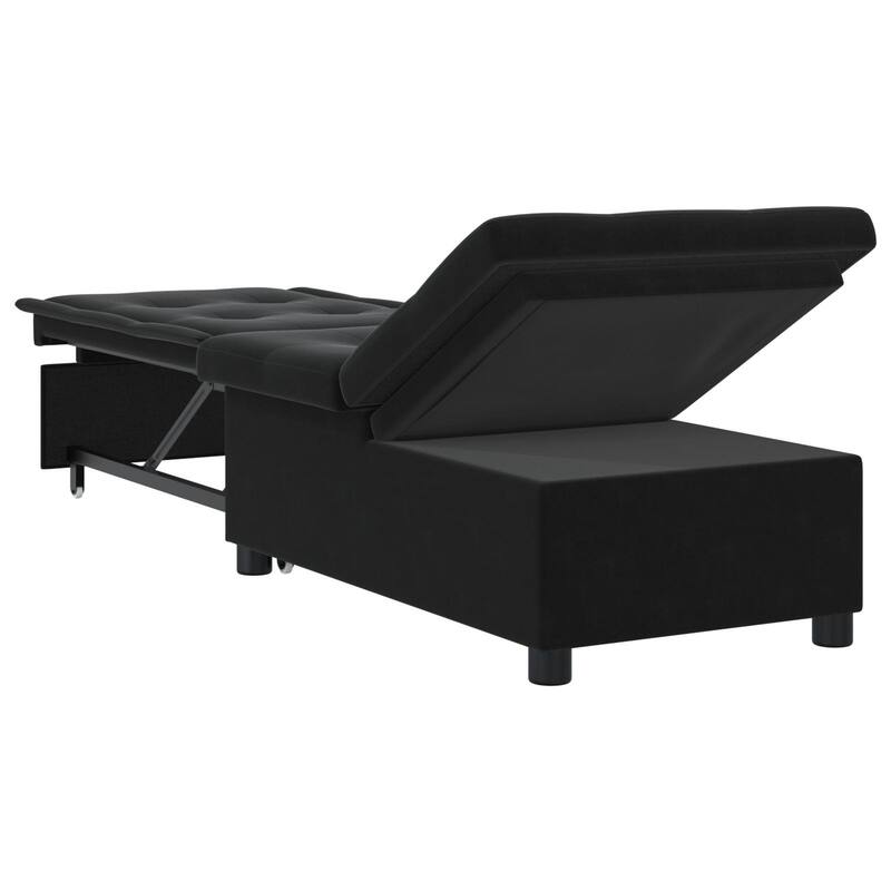 vidaXL Sofa Bed 3-in-1 Pull-Out Design Black/Dark Grey Velvet - 76.4 x 26.4 x 32.3