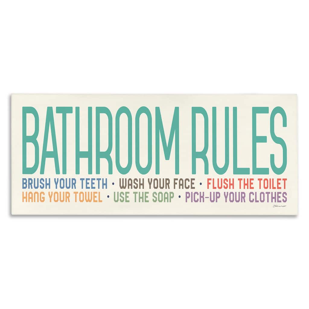 Stupell 'Bathroom Rules' Canvas Wall Art