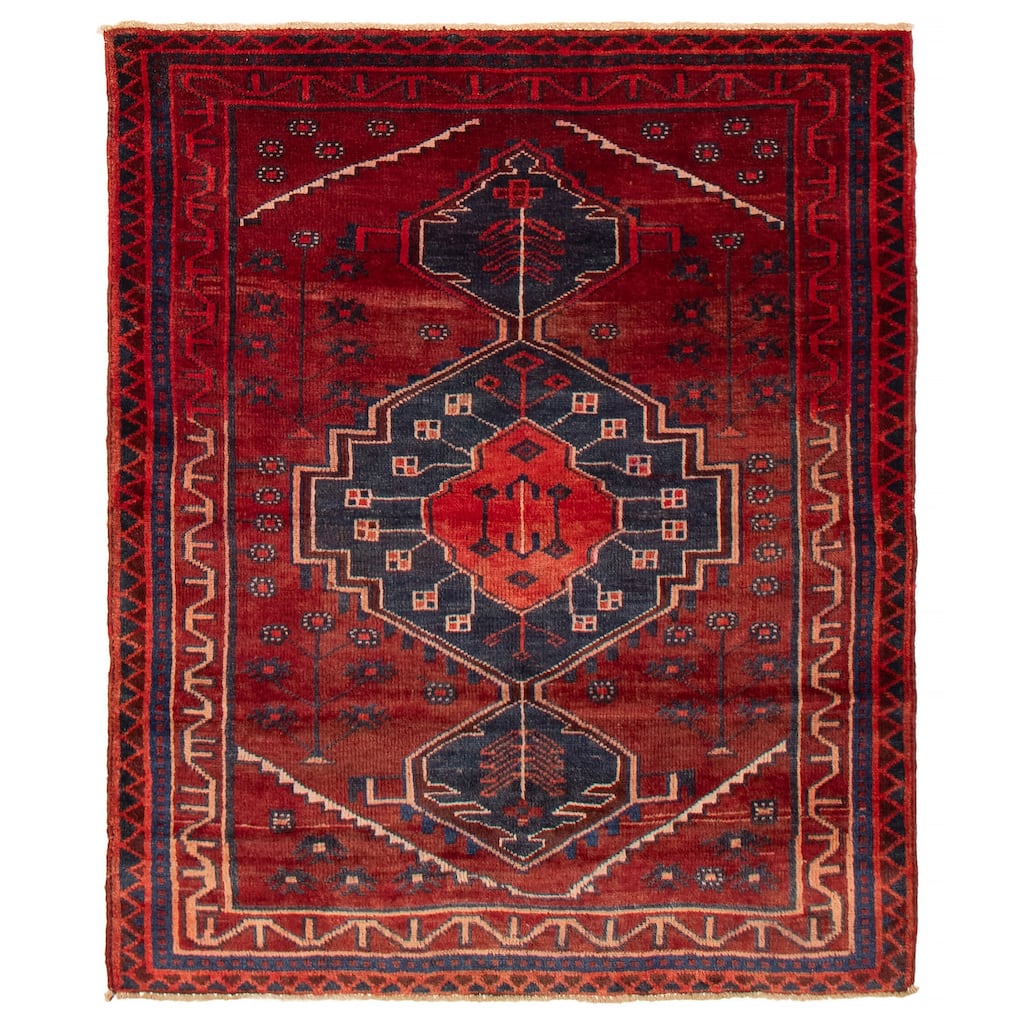 ECARPETGALLERY Hand-knotted Melis Vintage Red Wool Rug - 4'11 x 5'11