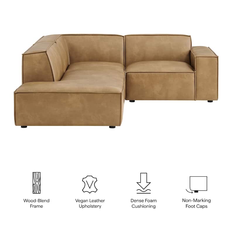 Restore 3-Piece Vegan Leather Modular L-Shaped Sectional Sofa