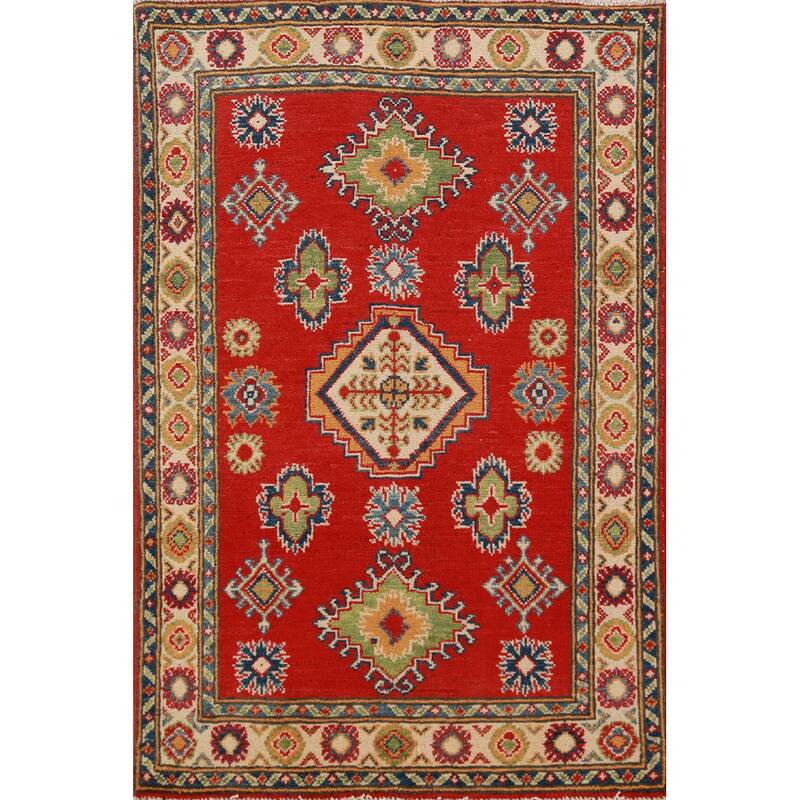 Traditional Kazak Oriental Foyer Rug Handmade Accent Wool Carpet - 2'9"x 4'0"