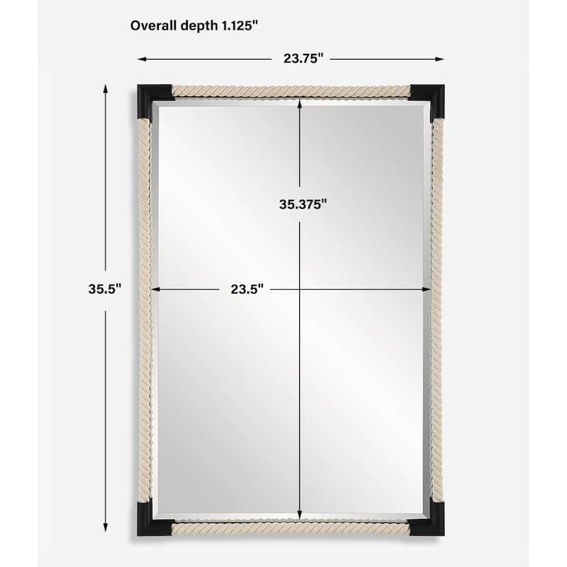 Twisted Rope Rectangular Wall Mirror - 36"
