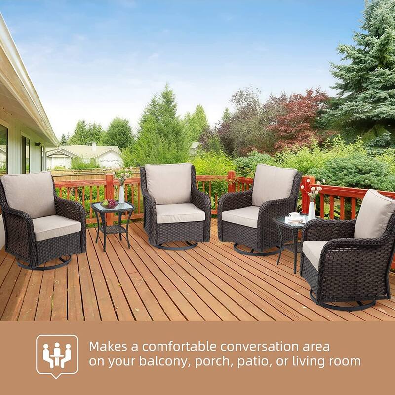 Outdoor Rotatable Seating Group with Cushions Patio Wicker Sections