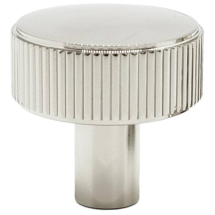 Hapny Home R04 Ribbed 1-3/8" Flat Ridged Round Solid Metal Coin - Polished Nickel