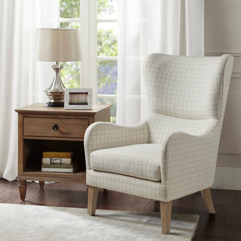 Madison Park Leda Swoop Wing Chair - Linen