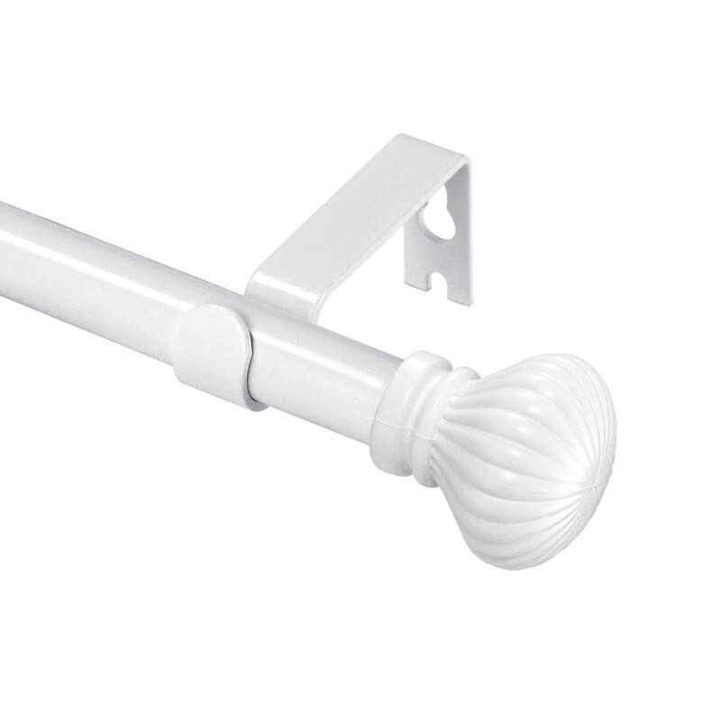 Modern Fluted Ball Adjustable Drapery Curtain Rod with Clip Rings - 28"-48" - Glossy White