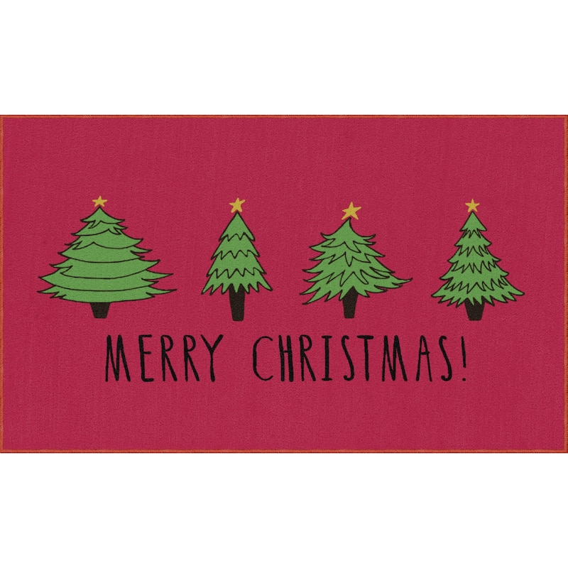 Mohawk Prismatic Christmas Trees Kitchen Mat - 1'6" x 2'6" - Red