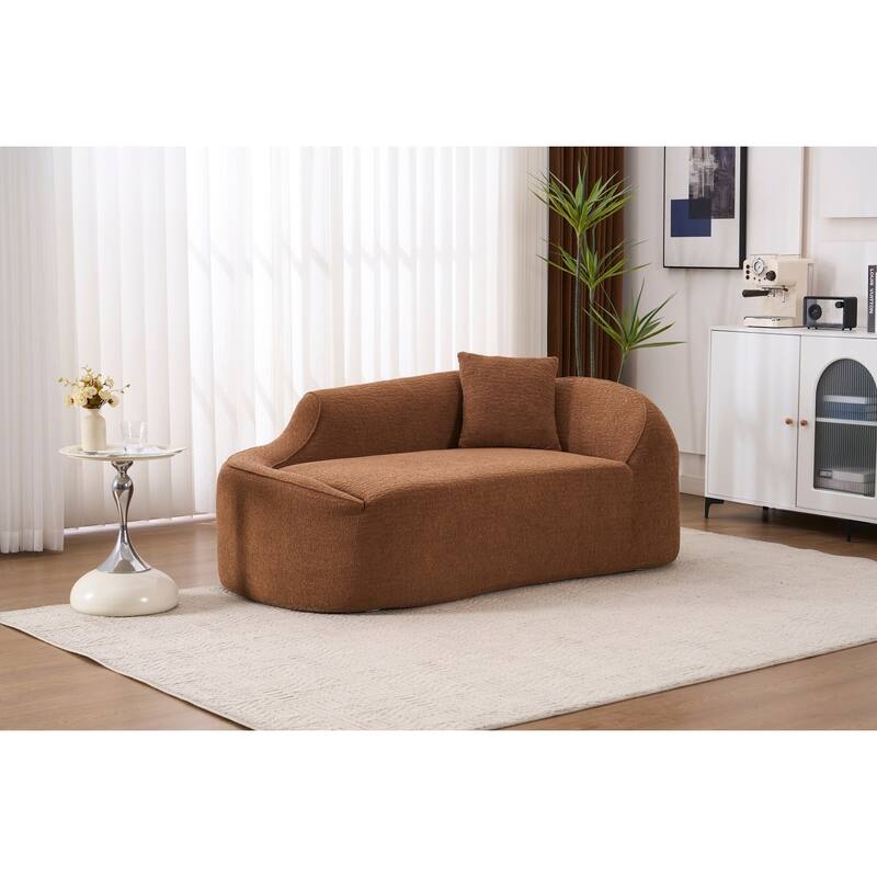 Compressed Curve Chaise Lounge, Modern Chenille Sofa Bed, No-Assembly Sofa
