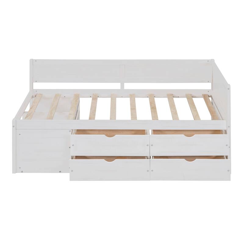 Twin Size Daybed with Drawers Shelves Modern Elegant Design