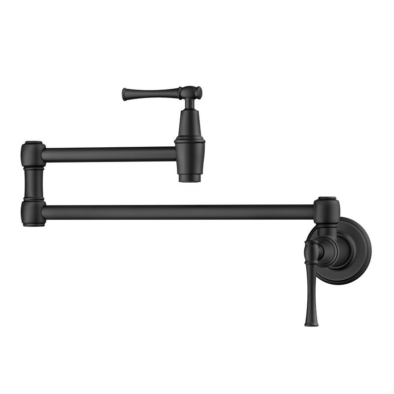 KRAUS Allyn Wall Mount Pot Filler Kitchen Faucet with Retractable Arm - MB - Matte Black