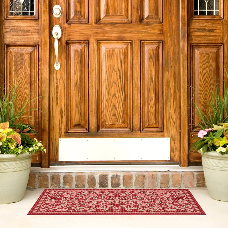 SAFAVIEH Courtyard Clarine Indoor/ Outdoor Waterproof Patio Backyard Rug - 2' x 3'7" - Red/Natural