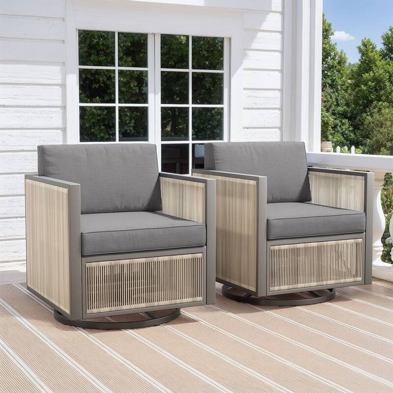 Gymojoy Outdoor Swivel Glider Chairs Wicker Patio Chairs with Thick Cushions