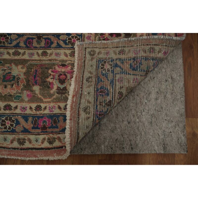 Hand Knotted Oriental 100% Wool Carpet Traditional Floral Coral Mashad Area Rug - 11' 4'' X 8' 1''