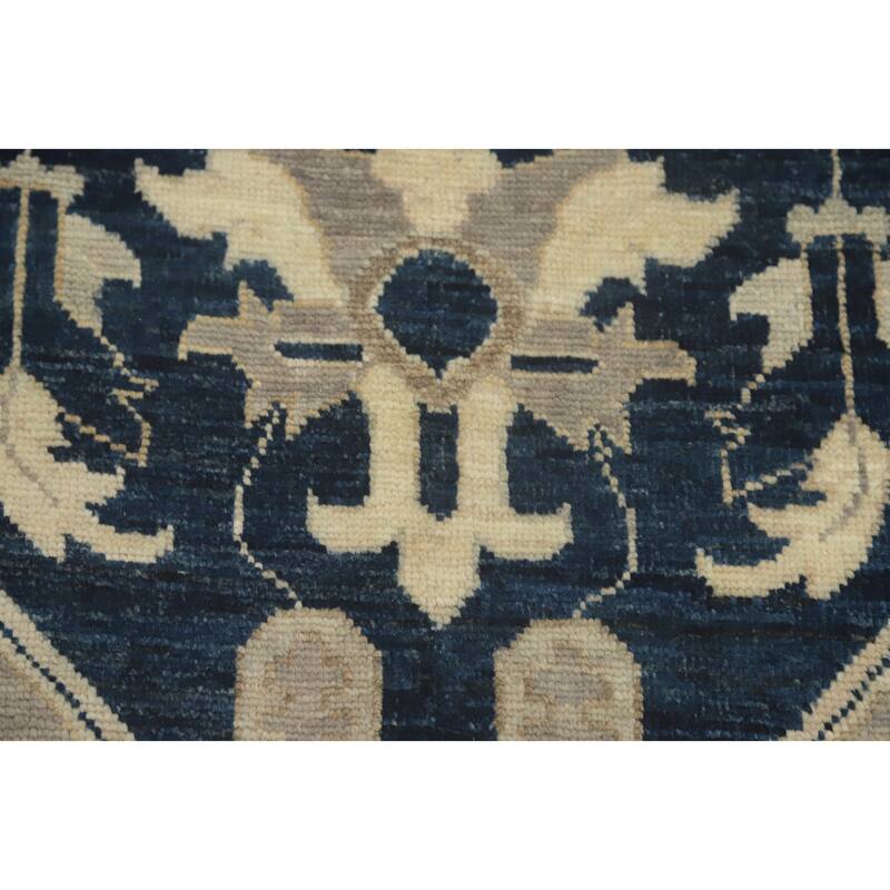 Vegetable Dye Wool Oushak Turkish Area Rug, Floral Geometric Carpet - 10' 0'' X 8' 0''