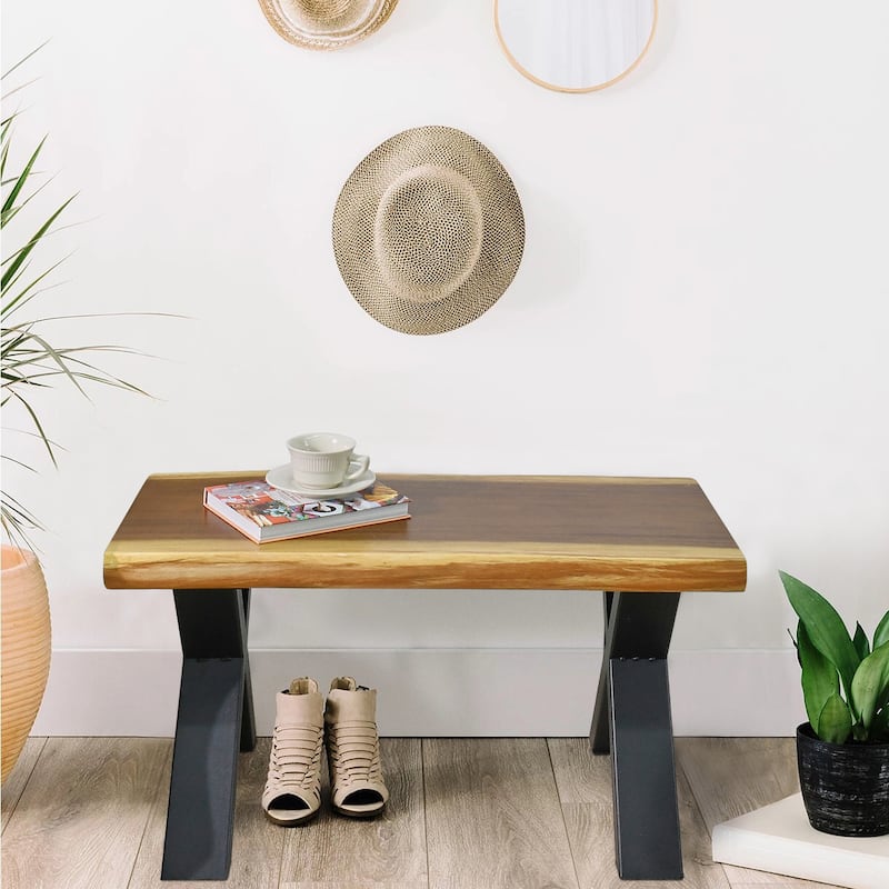 Natural Wood Rectangle Bench