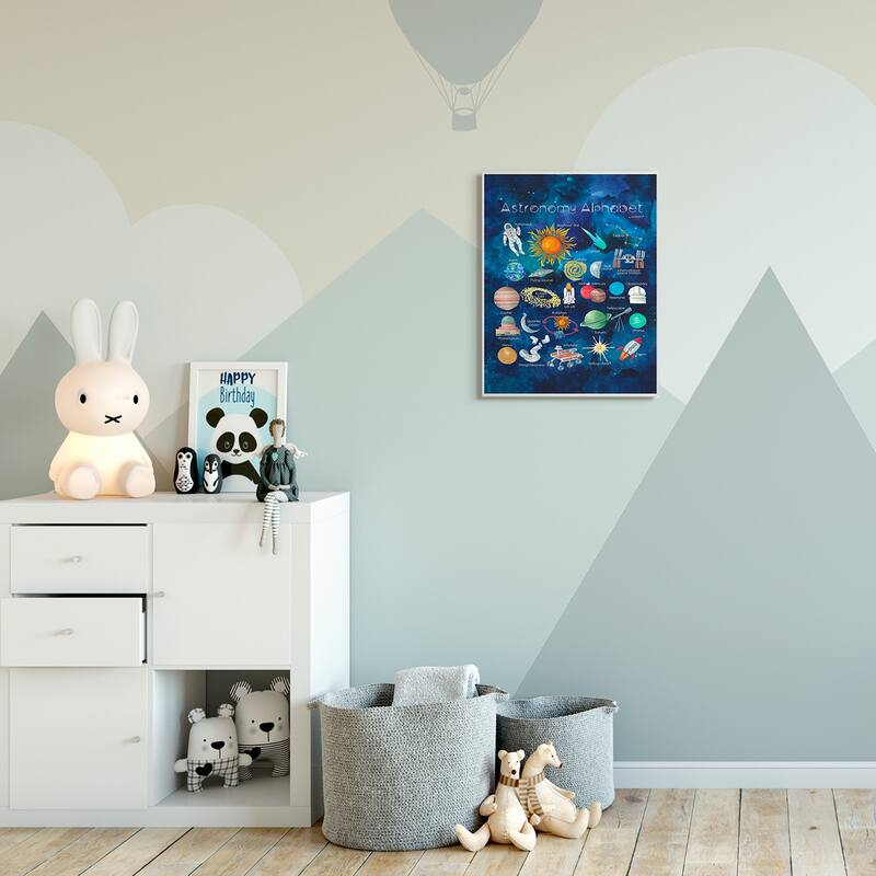 The Kids Room by Stupell Watercolor Blue Space Astronomy Alphabet Wall Plaque Art, 10x15, Proudly Made in USA