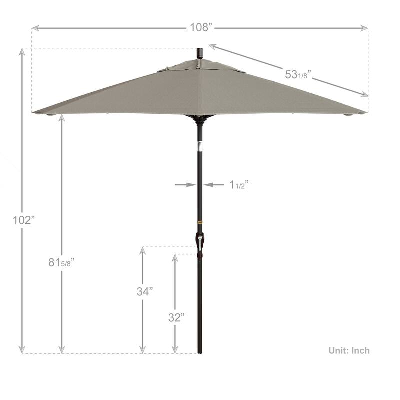 Pompano 9ft Crank Lift Push Button Tilt Round Patio Umbrella by Havenside Home, Base Not Included