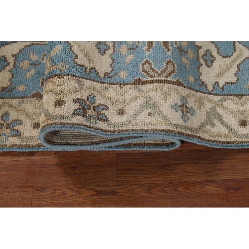 Light Blue Transitional Oushak Indian Runner Rug Handmade Wool Carpet - 2'5"x 7'9"