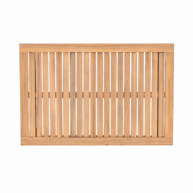 2-Piece Outdoor Patio Acacia Wood Rope Weave Conversation Sofa Set with Coffee Table