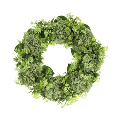 24'' Grapevine Wreath with Hydrangeas and Budding Flowers
