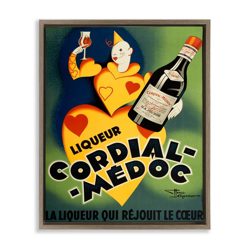 Stupell Retro Vintage Wine Advertisement Framed Floater Canvas Wall Art Design By Marcus Jules - 17 x 21 - Brown