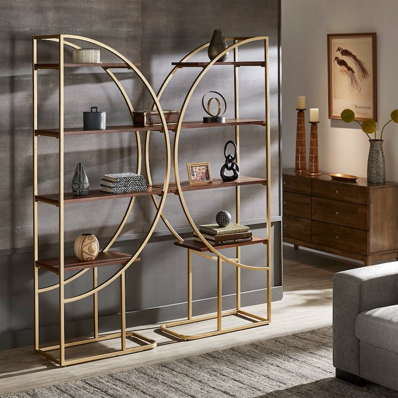 Diana Natural Finish Gold Metal Half Moon Bookcase by iNSPIRE Q Modern