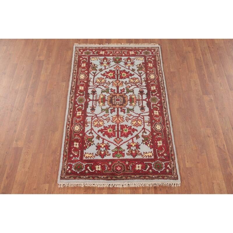 Light Blue Heriz-Serapi Accent Rug Hand-Knotted Oriental Wool Carpet - 2'11"x 4'11"