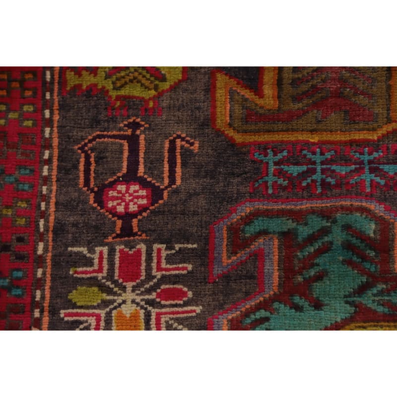 Hand Knotted Oriental 100% Wool Carpet Traditional Tribal Multi-Colored Heriz Runner Rug - 10' 2'' X 3' 5''