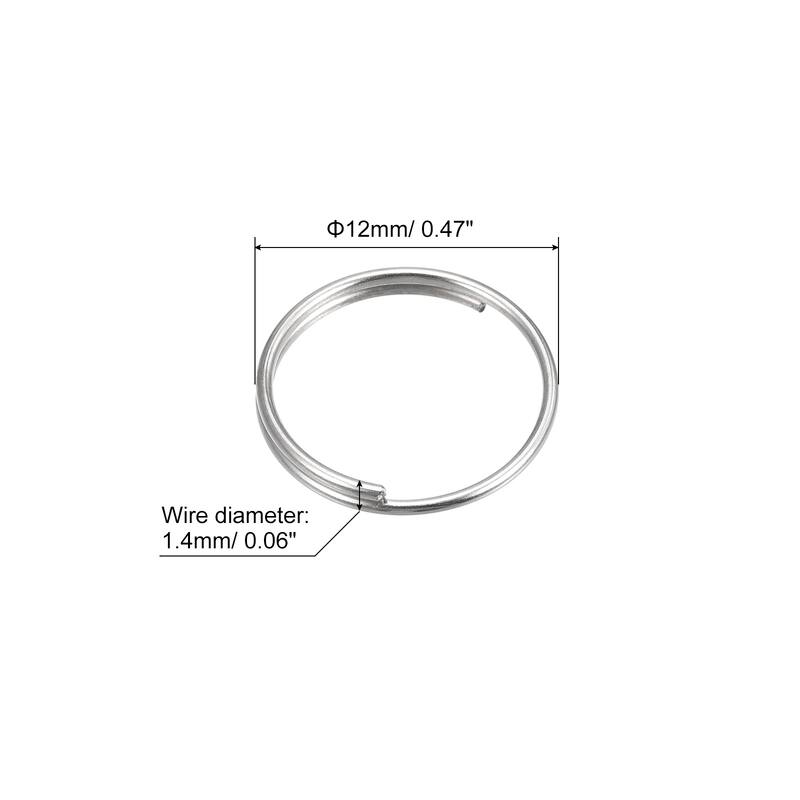 Double Loops Split Rings, Round Key Ring Parts for DIY Crafts 64Pcs - 12mm