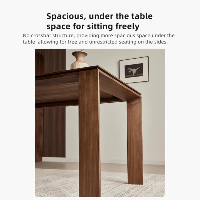 62.99 Inch Mid Century Modern Solid Wood Dining Table for 4-6 People