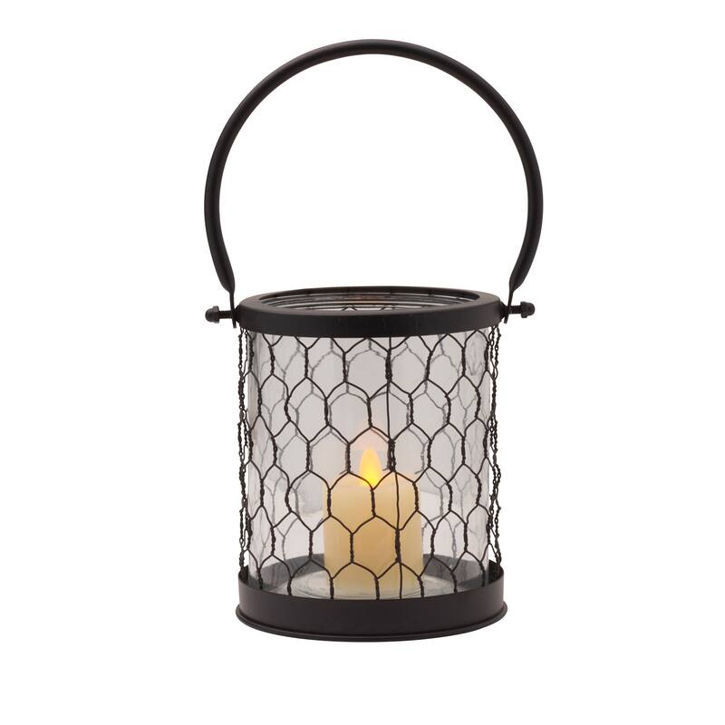 Elements Wire Lantern, 6X6 Inch, Black