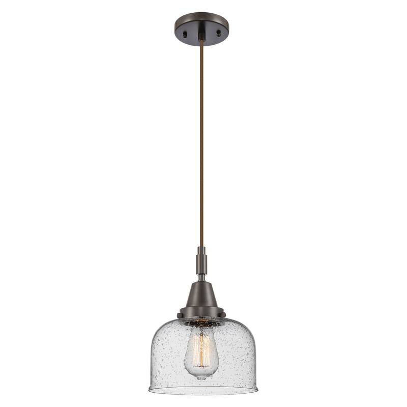 Innovations Lighting Downtown Urban - Caden Bell - 1 Light 8" Cord Hung Mini Pendant - Oil Rubbed Bronze/Seedy Shade