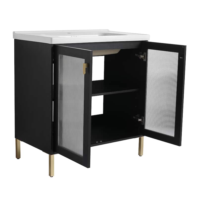 GDFStudio - Eliana Modern Freestanding Bathroom Vanity with Soft-Close Doors and Ceramic Sink
