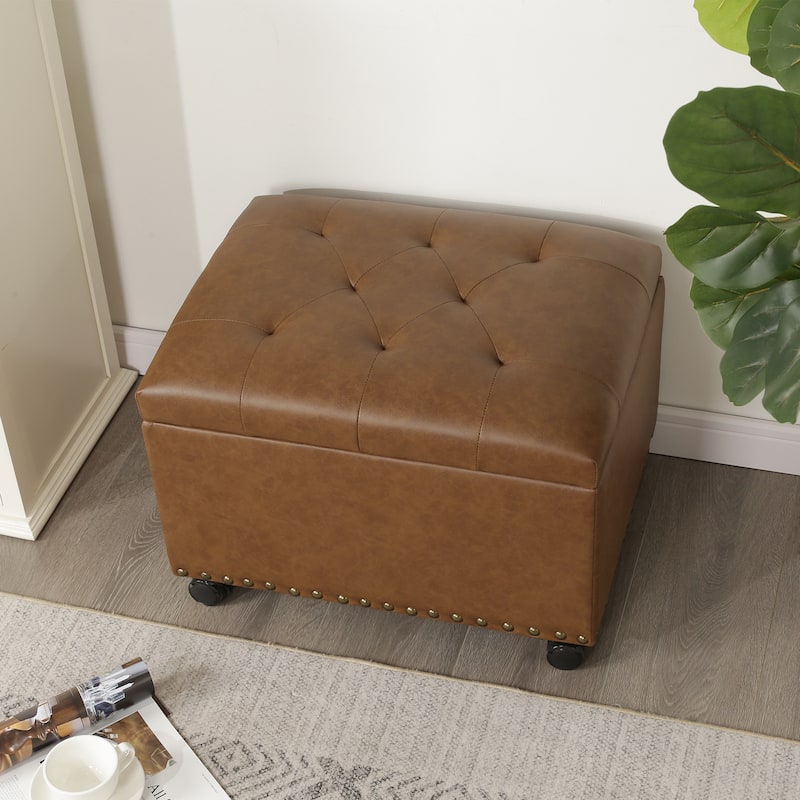 Adeco High End Classy Tufted Storage Ottoman Bench Footstool