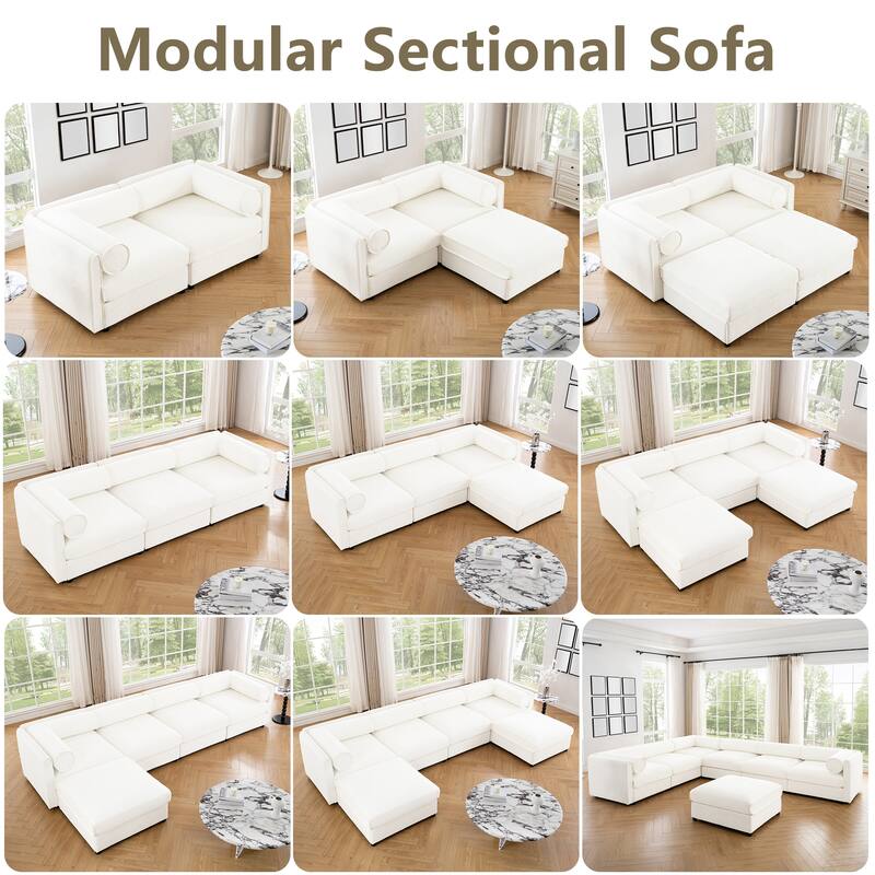 Upholstered Leisure Couch with Hidden Storage, Luxurious Sectional Sofa for Living Room, 75.5" Chenille Loveseat with 2 Ottomans