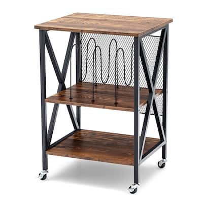 Costway 3-tier Rolling Turntable Stand Vinyl Record Storage Shelf with - See Details