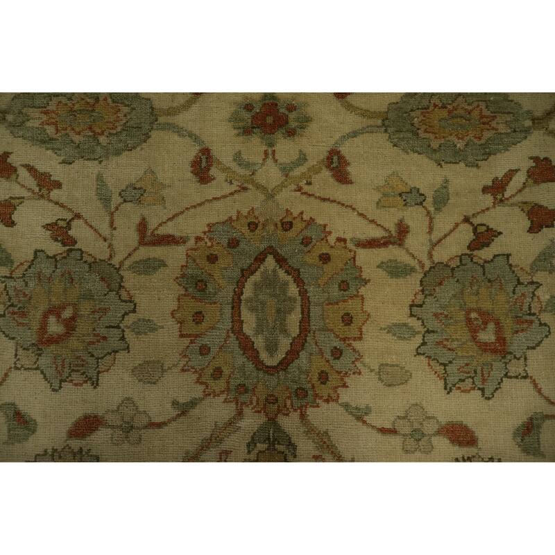 Hand Knotted Oriental 100% Wool Carpet Traditional Floral Beige & Ivories Peshawar Area Rug - 8' 6'' X 5' 11''