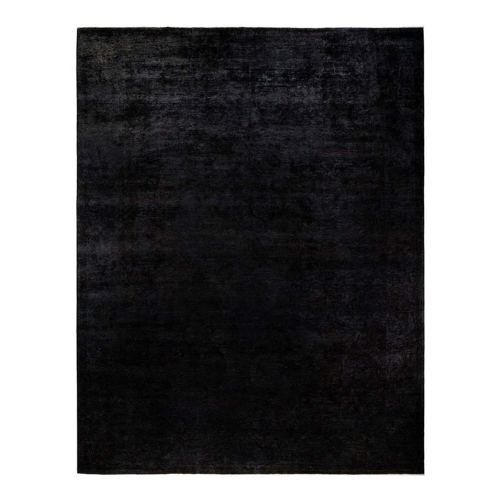 Overton Hand Knotted Wool Vintage Inspired Modern Contemporary Overdyed Gray Area Rug - 11' 10" x 15' 1"