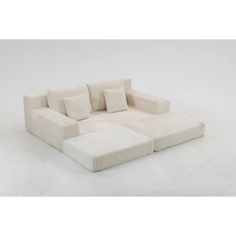Double Chaise Lounge Sofa, Cloud Plush Sofa Bed, Upholstered Boneless Cloud Sofa Deep Seat, Sleeper Loveseat Chair