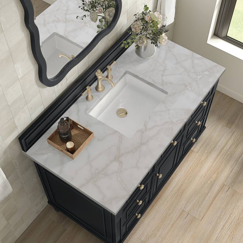 James Martin Vanities Lorelai 48" Single Vanity, Black Onyx - Victorian Silver.