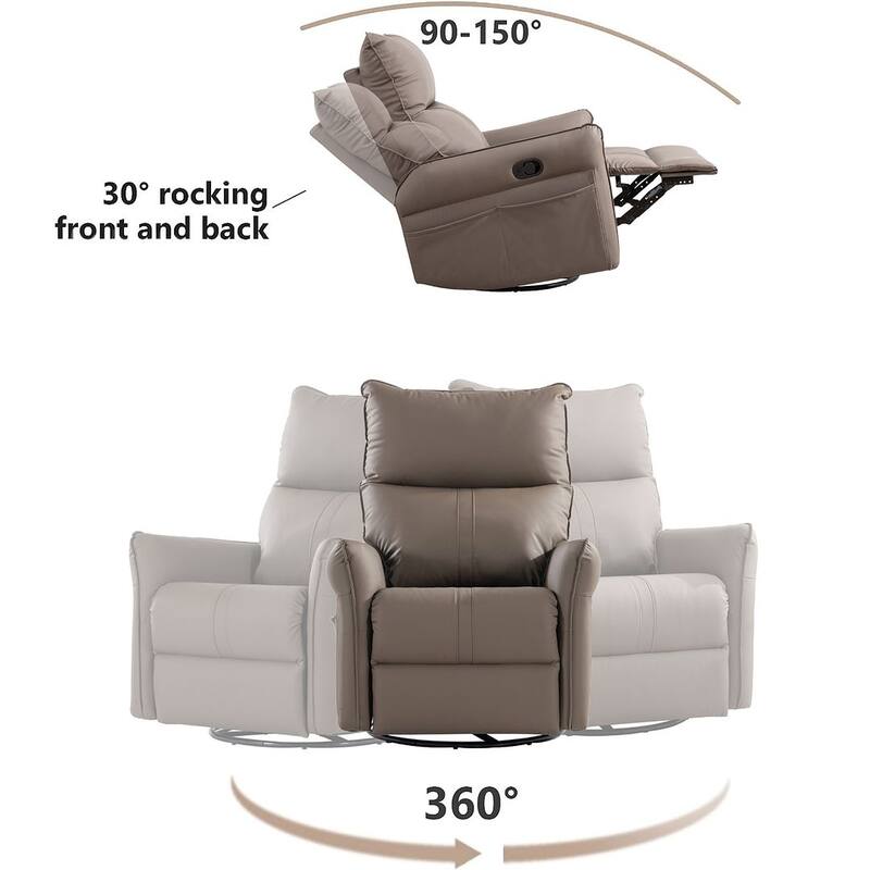 Modern PU Leather Rocker Seating Glider Swivel Recliner Chair