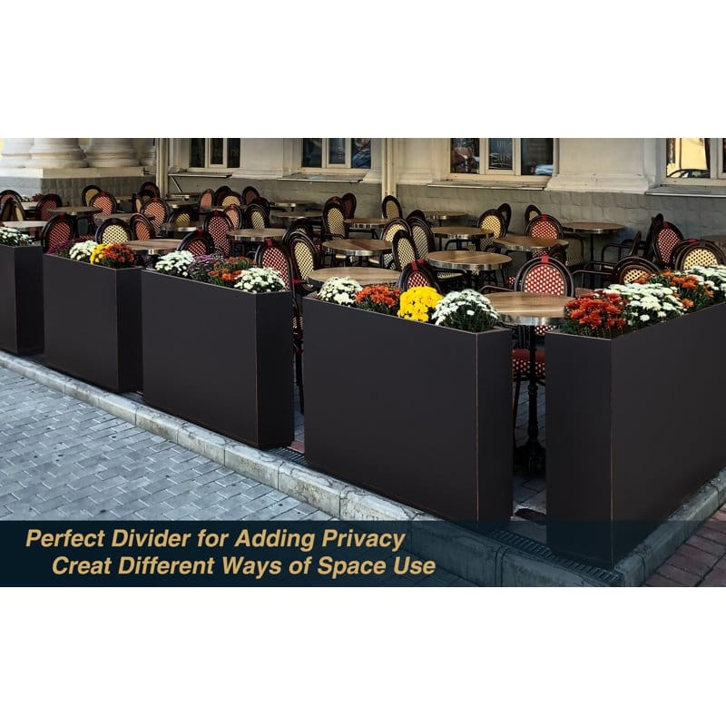 Metallic Heavy Planter for Outdoor Plants, 38Lx10Wx30H Inches Tall and Long Metal Divider Planter Box - 38"x30"x10"