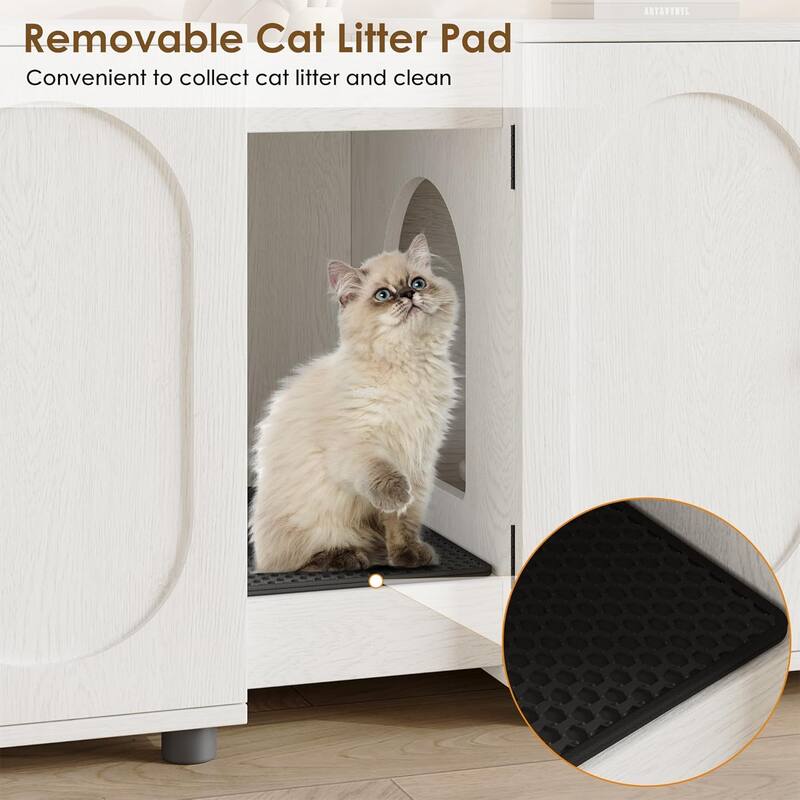 Cat Litter Box Enclosure 55.1" Double Litter Box Furniture Large Cat Box Enclosure Kitty Litter Box for 2 Cats