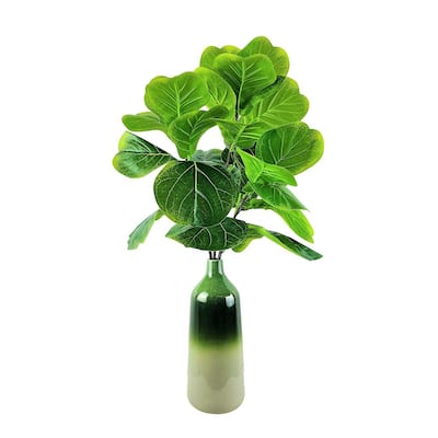 34-inch Artificial Fig Branch in Ombre Green Deco Vase