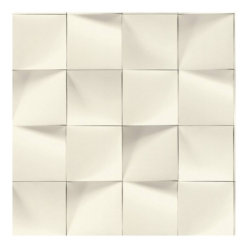 Eyre White Three-Dimensional Geometric Wallpaper - 20.5 x 396 x 0.025