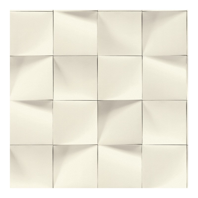 Eyre White Three-Dimensional Geometric Wallpaper - 20.5 x 396 x 0.025
