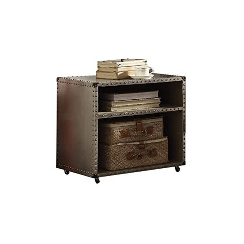 Rustic Nightstand with USB Port - Modern Bedside Table with Storage & Casters