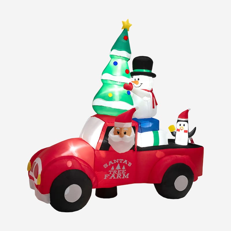 Costway 8FT Wide Inflatable Santa Claus Driving a Car w/ LEDs & Air - See Details