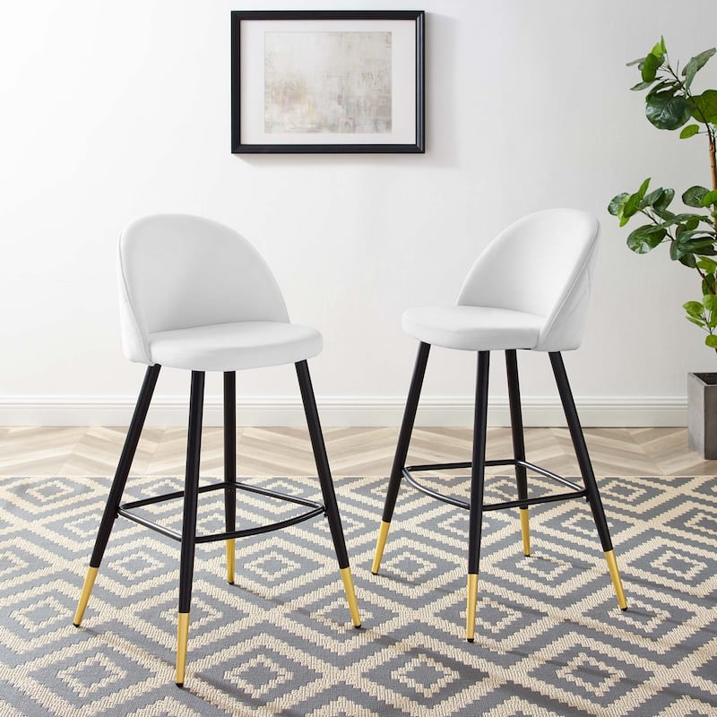 Modway Cordial Performance Velvet Dining Bar Stools in Mint, Set of 2