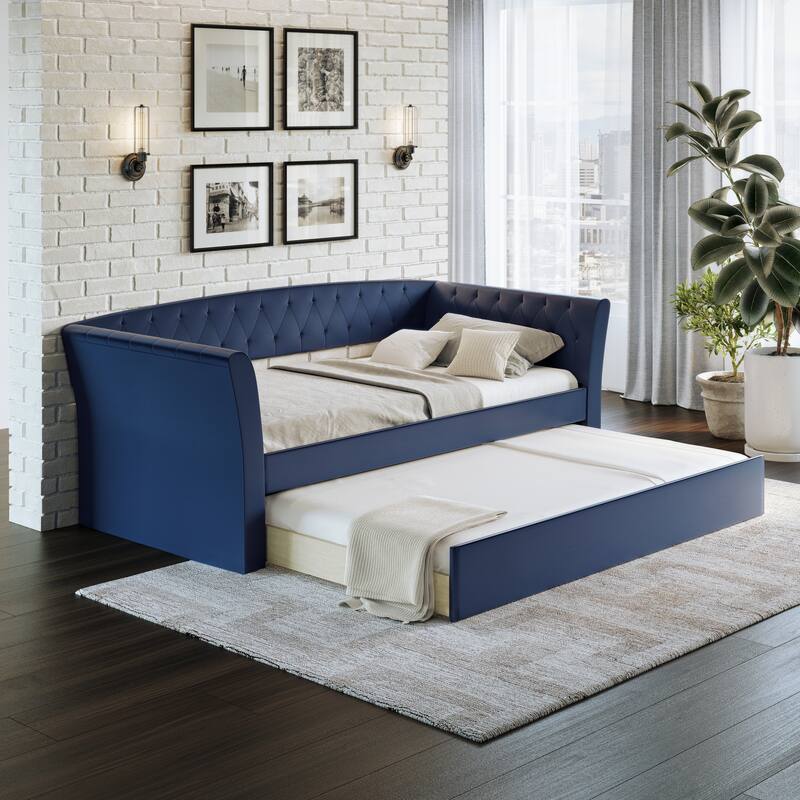 St. Ives Faux Leather Upholstered Day Bed with Trundle